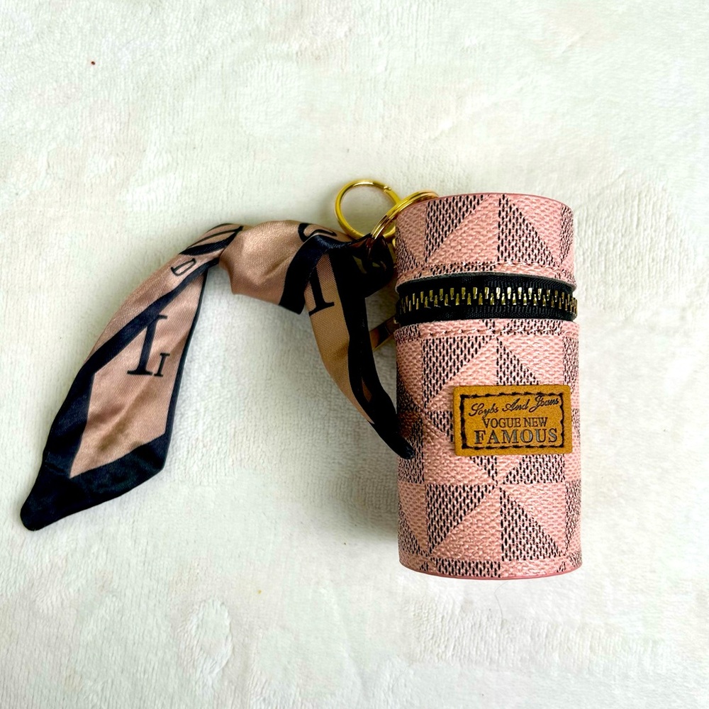 Retro Barrel Lipstick Key Chain Coin Bag Purse